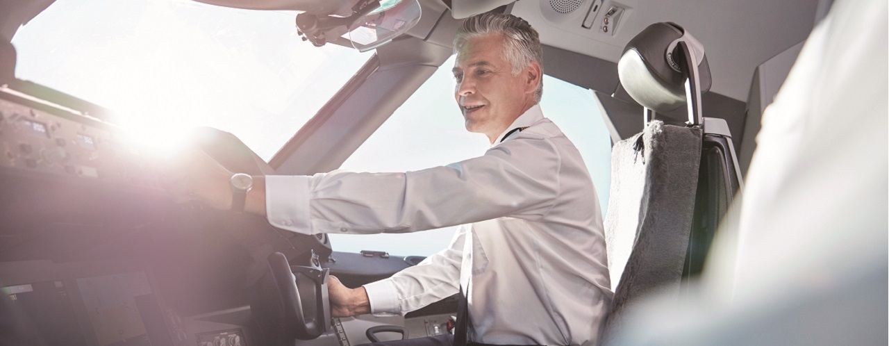 Pilot sitting in a cockpit